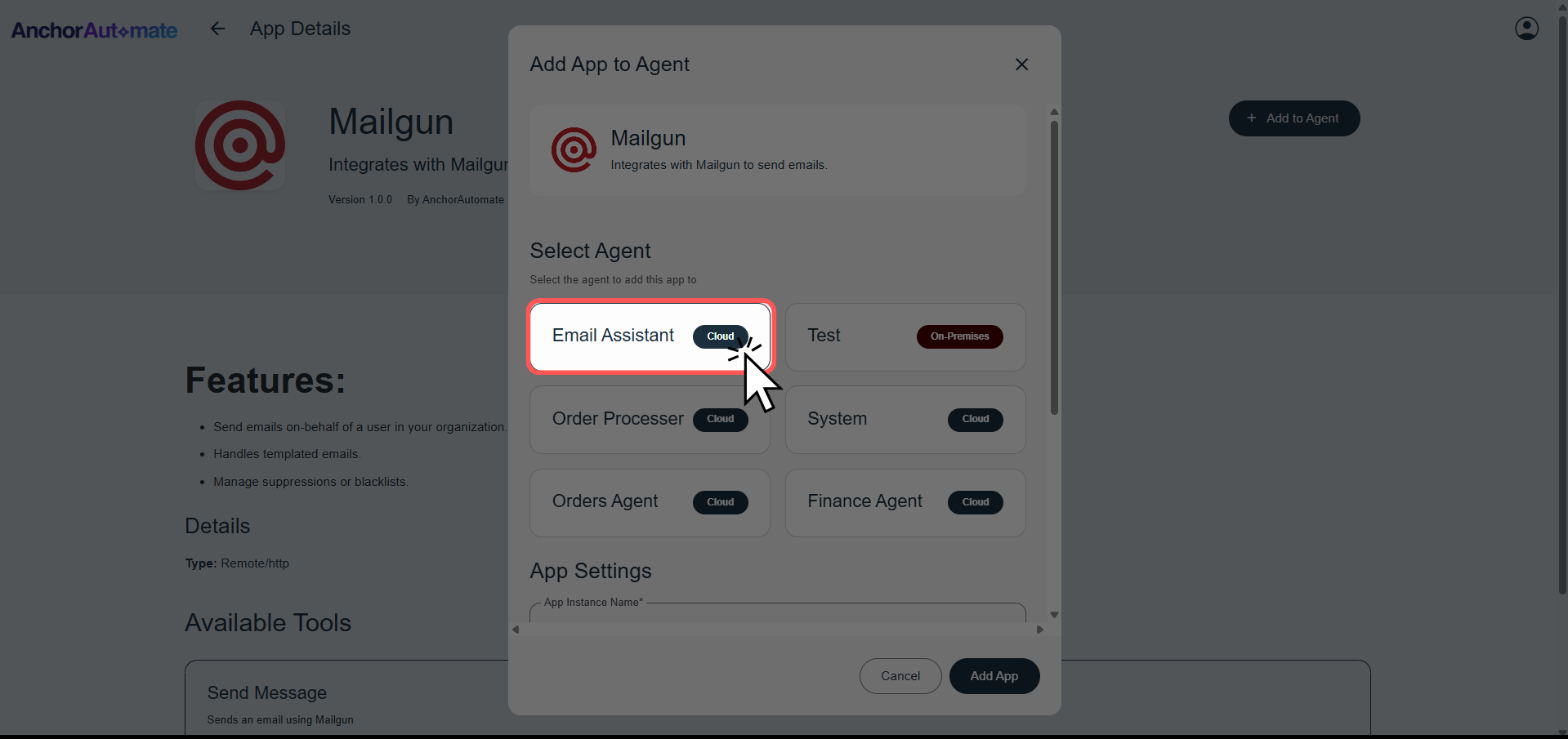 Step 6a - Select Agent