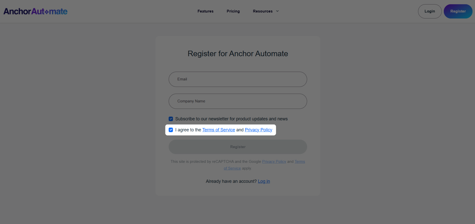 Step 3 - Terms Agreement