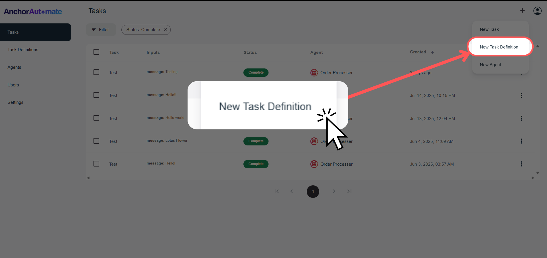 Task Definition Example
